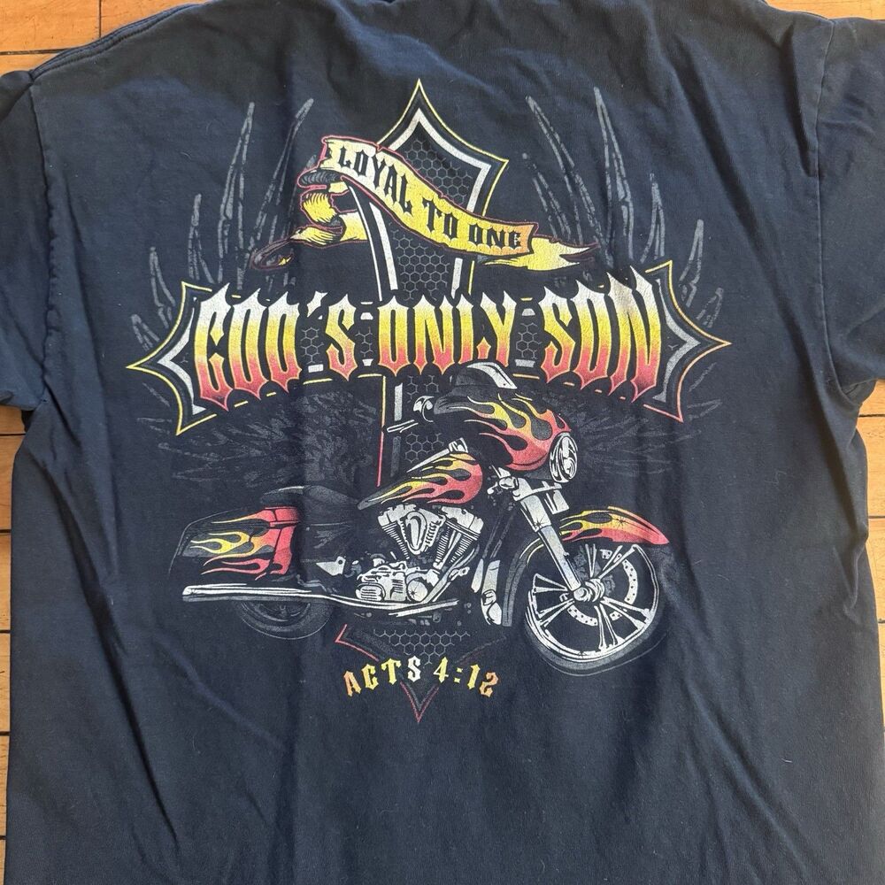 Loyal To One God's Only Son Black T Shirt Medium  Acts 4:12 2010 Fresno